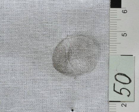Отпечаток пыжа бязевой мишени, образовавшийся при выстреле из МР-341 «Хауда»
