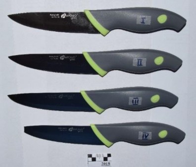 Ножи № 1–4, выбранные для производства экспериментального исследования